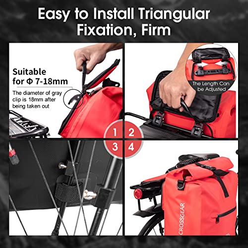 Wirota Bike Panniers Bag With Shoulder Strap, Suitable For Bicycle Rear Rack Bag, Shoulder Bag, Bike Backpacks, With Laptop Sleeve Inside The Bag, Waterproof And Reflective, 25L (Red (Single)) #TOP1