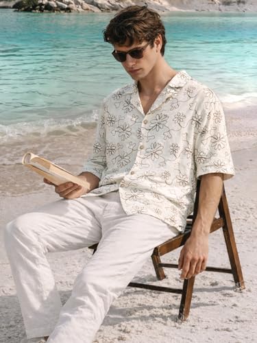 Image of The Indian Garage Co Men Relaxed Fit Textured Half Sleeves Cuban Collar Resort Wear Shirt