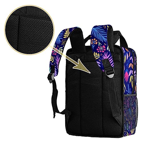 Sac à dos multicolore fleurs exotiques 35.5x26x12 cm léger à sangles ajustables - 4