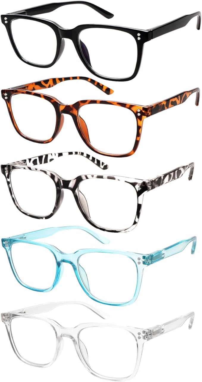 RonecoolReading Glasses for Women Blue Light Blocking Anti Eyestrain/Glare Lightweight Computer Readers 5 Pairs
