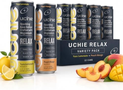 UCHIE Relax Sparkling Kava Seltzer, Variety Pack, 12 oz, 12 Pack