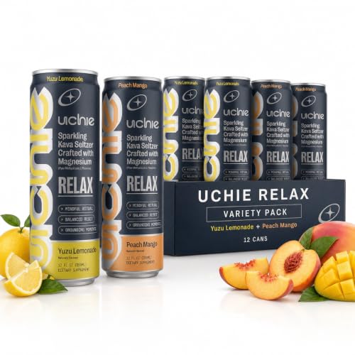 UCHIE Relax Sparkling Kava Seltzer, Variety Pack, 12 oz, 12 Pack
