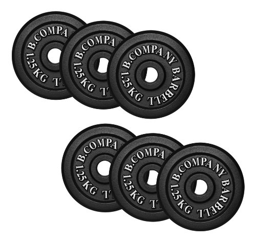 Bad Company Hantelscheiben aus Gusseisen I Gewichtsscheiben 30/31 mm für das Hanteltraining I 7,5 kg (6 x 1,25 kg)