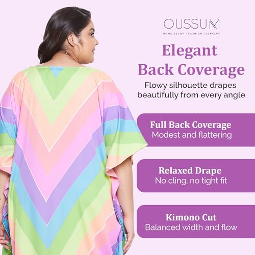 Image of Oussum Women Long Maxi Plus Size Polyester Kaftan Gown, Womens Kaftan Dresses Lounge Resort Wear, Plus Size Kaftan