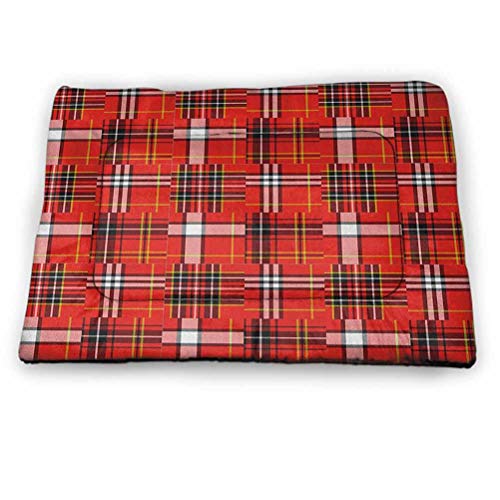 DayDayFun Plaid Custom Pet Mat Traditional Tartan Pattern European Culture Inspiration Abstract Geometric