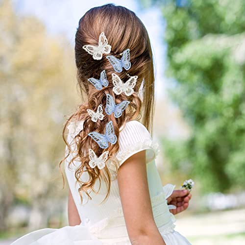 18 Pieces Butterfly Hair Clip Halloween Lace Hair Bows Embroidery Butterfly Hair Pins Hair Accessories For Halloween Cosplaying Women Girls Teens, 2 Sizes (White, Blue, Purple, Pink) #TOP5