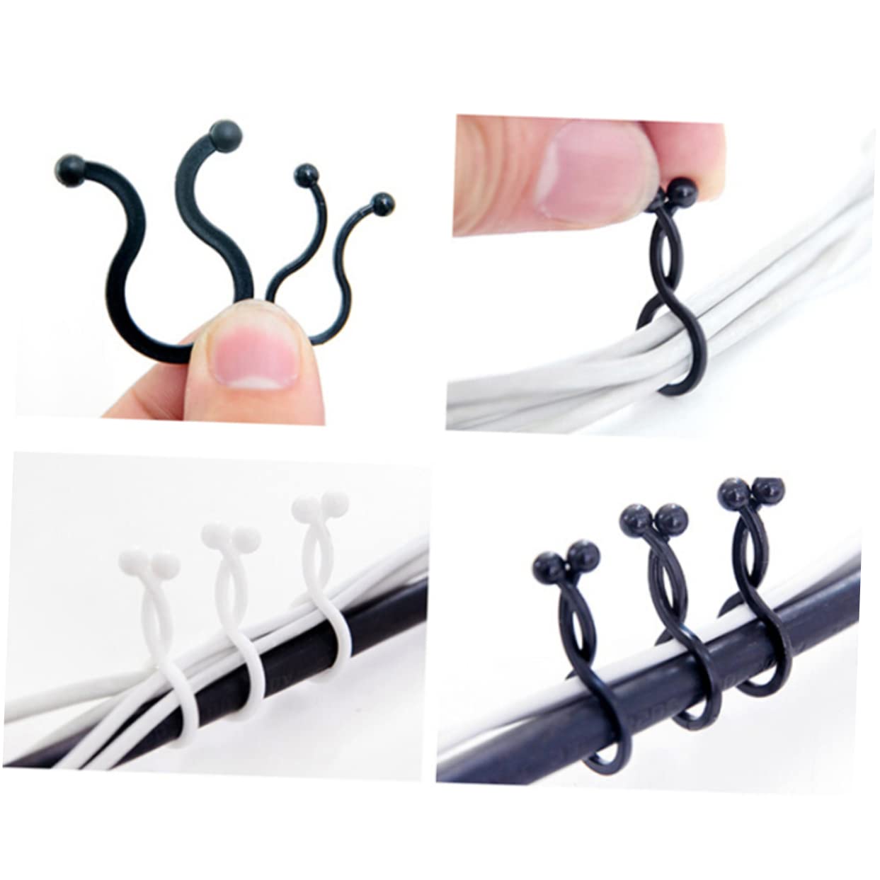 Mikikit Mini Management Black Winders Tie Power Holder Cord Tool Mounts Wired Electrical Wall Charger Drop Wire Earphone Organizer Phone - Cable Plastic Desk Clips 150pcs