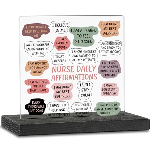 Nurse Daily Affirmations for Home Office Hospital Desk Bookshelf Desktop Cubicle Decor Inspirational Thank You Nurses Week Gift for Women PA Mental Health Registered Nurse Pediatric Nurse ZBB73