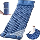 STURME Camping Isomatte Selbstaufblasend mit Fußpresse Pumpe, Outdoor Aufblasbare Luftmatratze Ultralight Isomatte, Langlebige Matratze, Faltbare Schlafmatte mit Kissen für Wandern, Outdoor -Blau