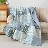 SLPR Wildflowers Cotton Real Patchwork Quilted Throw (50