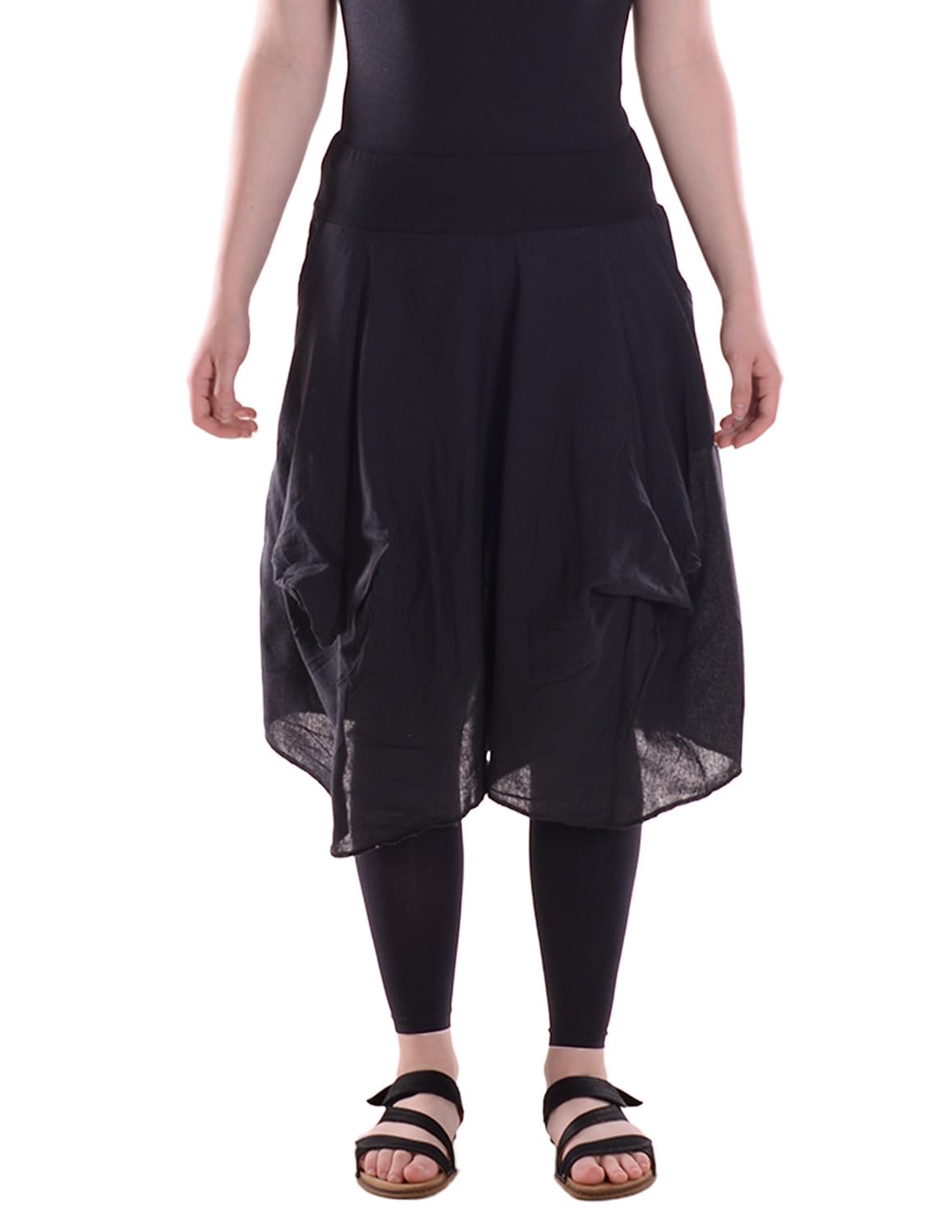Vishes Alternative Bekleidung - Damen knielanger Rock 100% Baumwolle Vintage mit Taschen