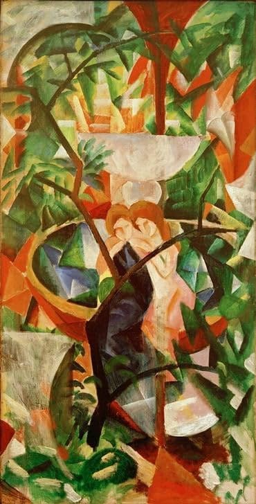 Impression Toile de Qualité August Macke Jeune fille devant la fontaine Décoration Premium