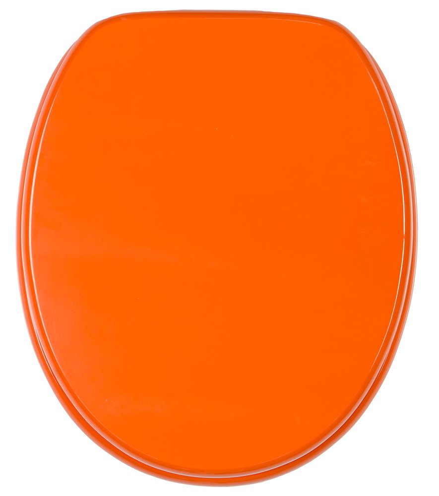 Sanilo Abattant WC, Grande sélection de lunettes de toilette en unis, Finition de haute qualité, Charnières robustes, Fixation facile (Orangé)