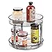 mDesign Lazy Susan Piatto girevole porta spezie a 2 ripiani – Vassoio porta barattoli ideale per cucina o dispensa – Funzionale organizer girevole in plastica per lattine e bottiglie – grigio fumo
