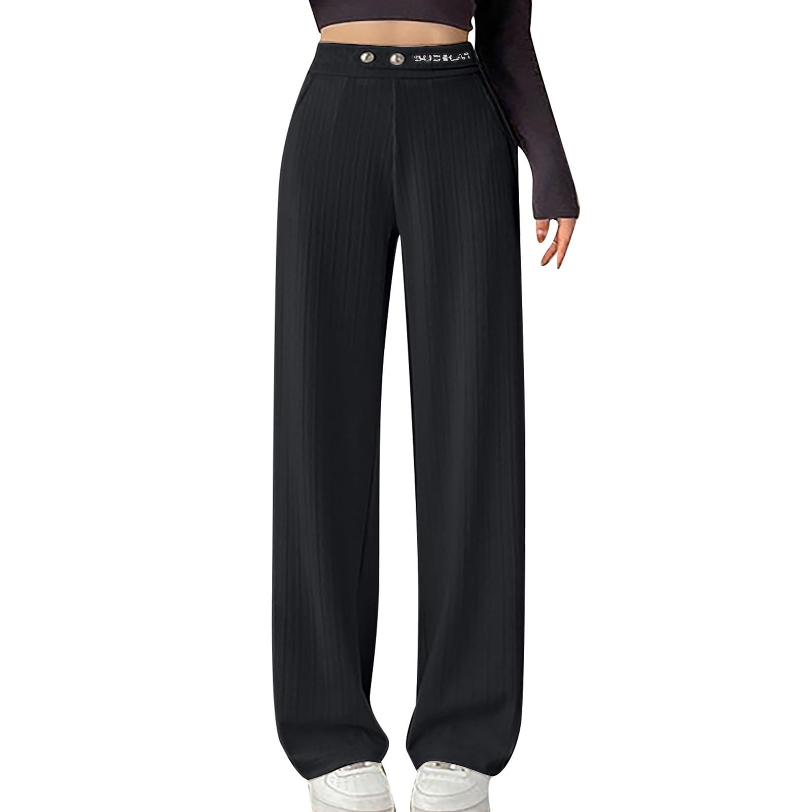 Lounge Pants for Women Plus Size Loose Slacks Pants Draping Floor Straight Trousers High Waist Solid Color Work
