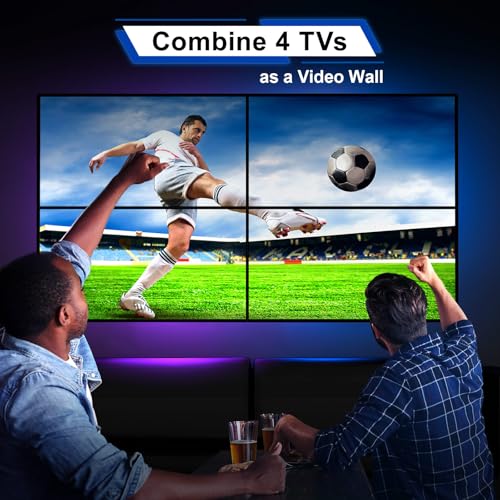 PORTTA HDMl Video Wall Controller 2x2 4K, Video Wall Processor with 11 Splicing Modes, RS232, 180° Rotate, Audio Extractor, 2x2,1x2,1x3,1x4,2x1,3x1x4x1, 4 tv Screens into 1 Wall Display