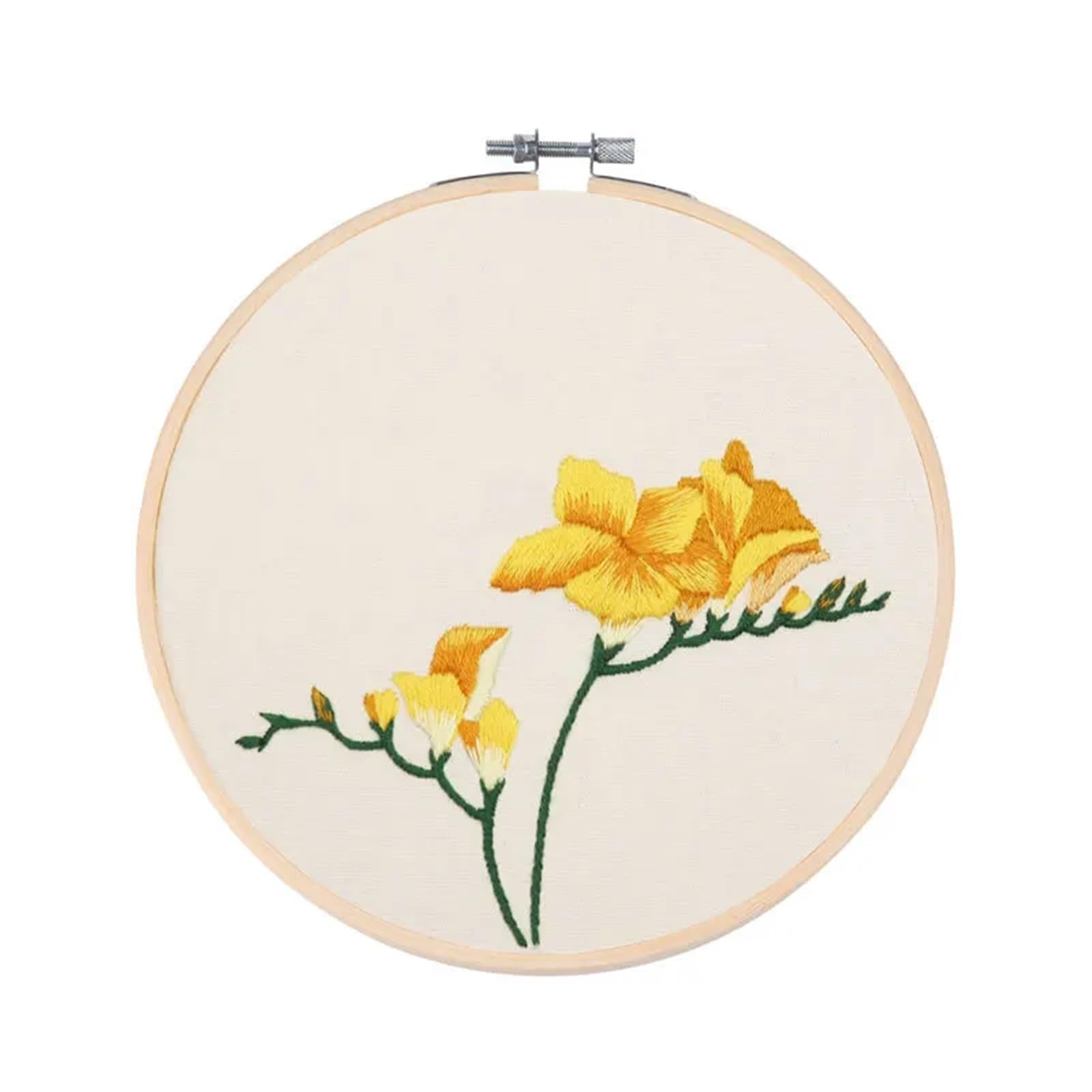 LKLNKVL embroidery, Embroidery Kit， for Beginners with Pattern Threads and Needles(Color 03,With hoop)