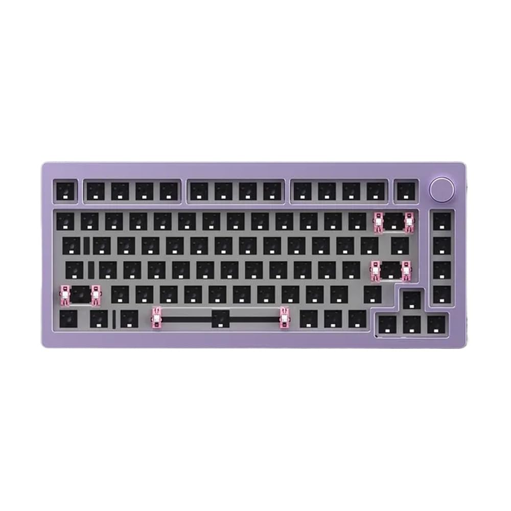 Tastiera Meccanica Compatibile con M1 Kit Fai da Te 75% RGB Barebone ANSI ISO Versione CNC Struttura di Montaggio con Guarnizione in Metallo(Purple ANSI)