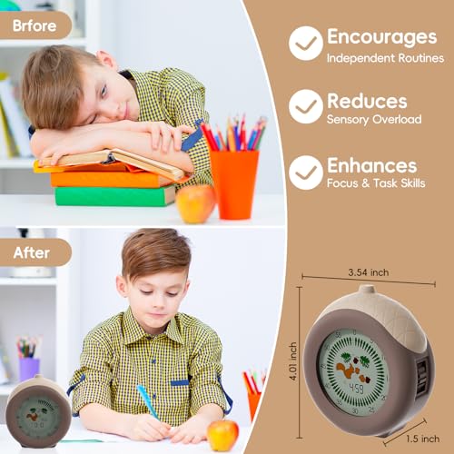 Digital Visual Timer for Kids with Protective Case, Hazelnut Theme 299 Minute Cute Squirrel Timer for Classroom Office Kitchen, Time Management Tools for ADHD Children - Image 5