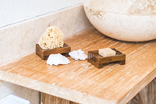 Bali Depot 43528-78809 Teak Soap Dish Gift Set - Bundle Of 2 Handcrafted Soap Dishes - Handmade In Bali, Stylish, Nontoxic, Recycled, Soap Holder Is Perfect For Shower, Bathroom thumb #2