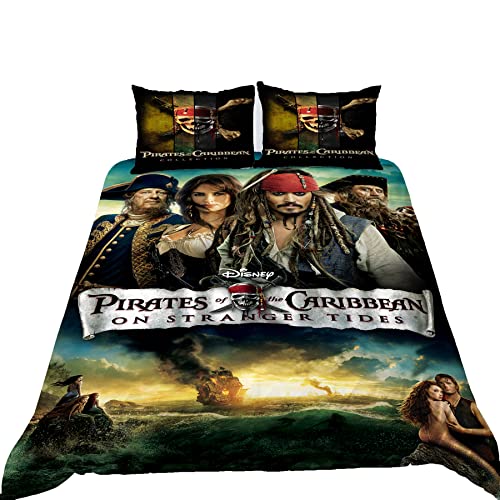 LHASA Skipper der Pirates Jack Parure de lit en microfase avec housse de couette et taie d'oreiller douce et respirante (style 4, King 240 x 220 cm)