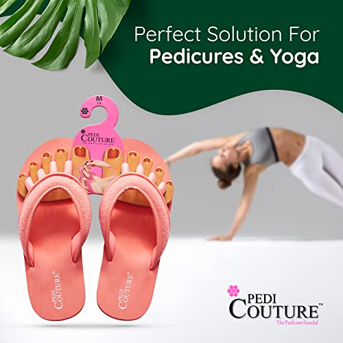 Pedicure Sandals with Built In Toe Separators for Women - Comfortable Spa Style Flip Flops for Home, Salon, Yoga & Gym Use - Ideal for Nail Drying & Foot Wellness (Coral-L)3