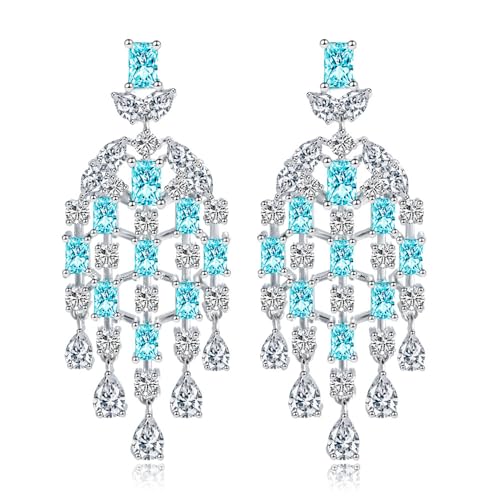 Bijoux moissanite et cristal bleu en or 14K pour soirée chic