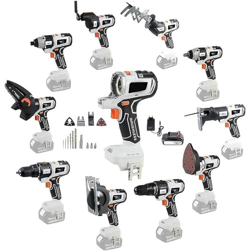 Kit Combinado De Herramientas Eléctricas Sin Escobillas 10 En 1, Set De Herramientas De Carpintería Inalámbricas Con 2 Baterías De 4,0 Ah Y Caja De Herramientas, Taladro Percutor, Llave Eléct 10-in-1