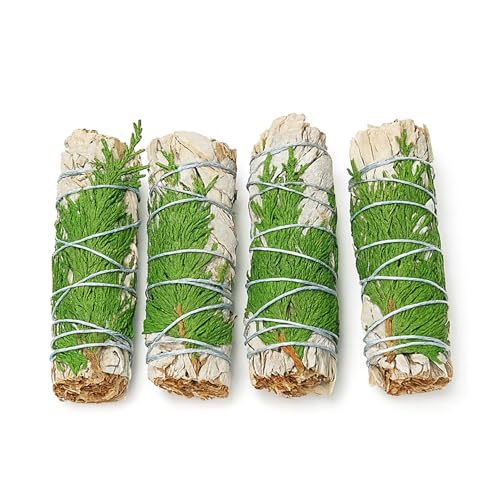 Image of The Aroma Factory Natural White Sage with Himalayan Cedar Dry Leaves 8 Bundles (6 Inch x 30g Each) 1 Box (Cedar White Sage Bundles, Pack of 8)