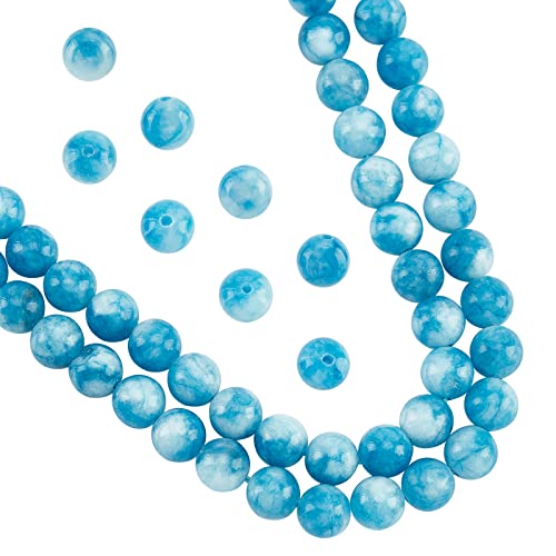 nbeads Environ 90 Pcs Perles de Quartz Bleu Naturel, 8mm Lac Bleu Quartz Cristal Perle Semi Précieuse Pierre Perles Imitation Amazonite Pierre Précieuse pour...