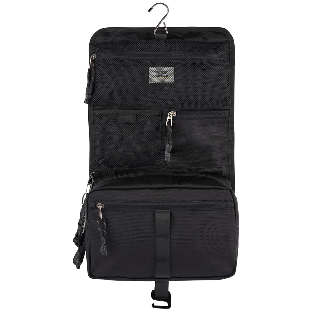 camel active Herren Connect Kulturbeutel mit Haken zum Aufhängen Schwarz, Menswear-S