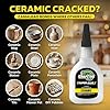 Ceramic Super CA Glue 1oz +1g Kit, Food-Safe Clear Repair Glue for Pottery Porcelain Mugs Clay Dishes, Heat-Resistant Waterproof Instant Cyanoacrylate Adhesive for General Home Repair, Dishwasher