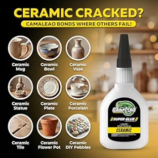 Ceramic Super CA Glue 1oz +1g Kit, Food-Safe Clear Repair Glue for Pottery Porcelain Mugs Clay Dishes, Heat-Resistant Waterproof Instant Cyanoacrylate Adhesive for General Home Repair, Dishwasher