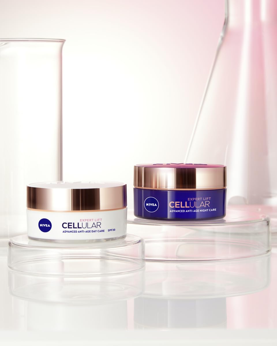 NIVEA CELLULAR Expert Lift Zestaw Przeciwzmarszczkowych kremów do twarzy na dzień i noc z kwasem hialuronowym i bakuchiolem, 2 x 50 ml