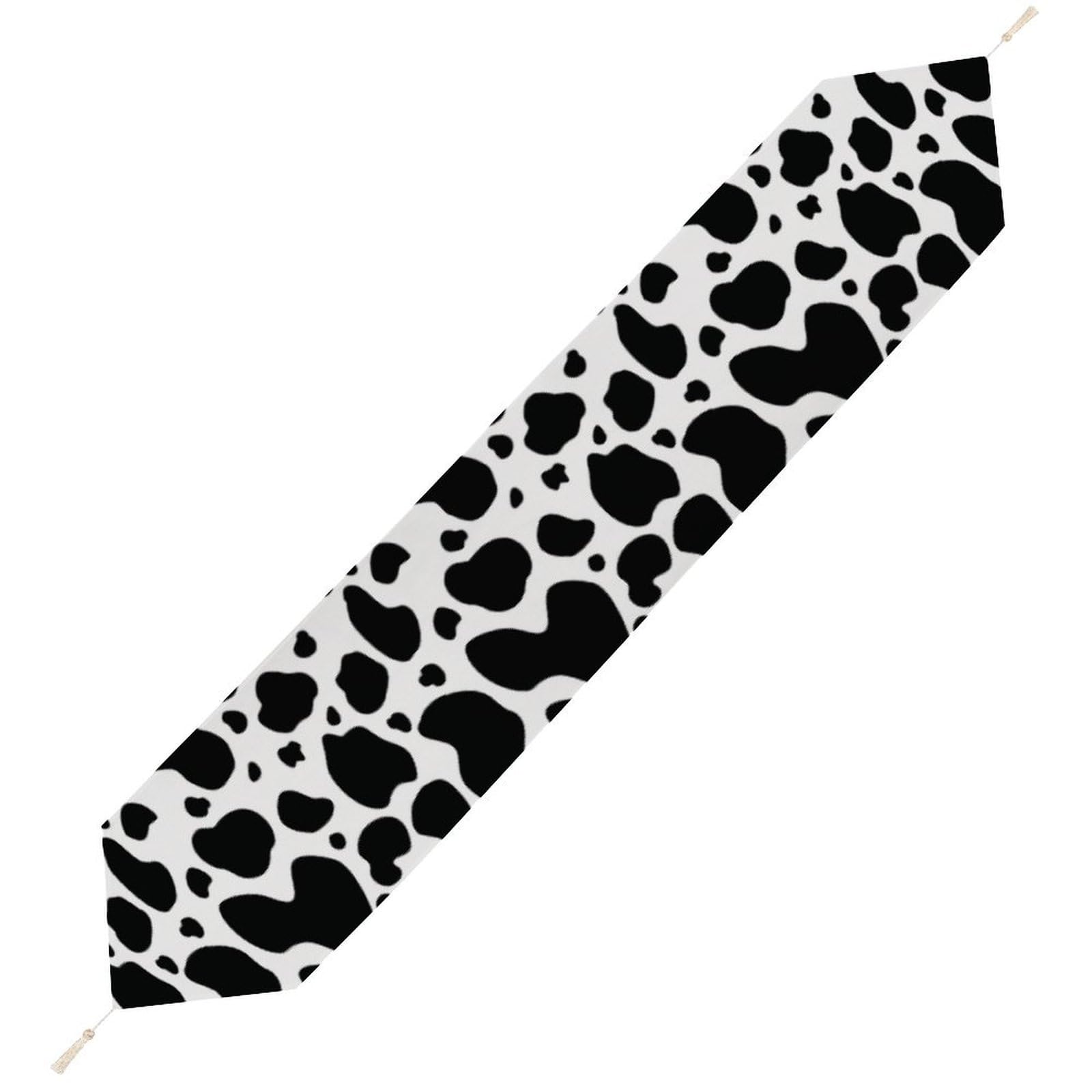 JZemdybill 200*33cm Table Runner with Tassel, Cow Print Table Runner, Table Decoration for Kitchen, Party, Restaurant