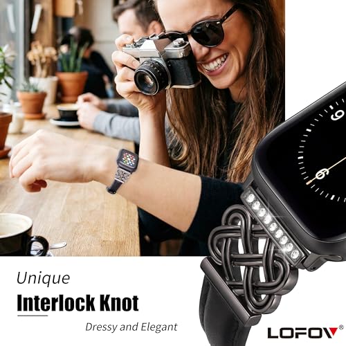 Image of Compatible with Apple Watch Bands Women 38 /40 /41 /42mm Dressy Slim Leather Strap with Designer Celtic Knot Interlock Buckle Bracelet for iWatch Series 11 10 9 8 7 6 5 4 SE 3 2 1