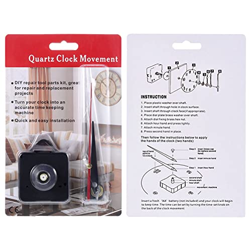 Mudder Quartz Clock Movement Mechanism, 3/25 Inch Maximum Dial Thickness, 1/2 Inch Total Shaft Length (Black And Red) #TOP6