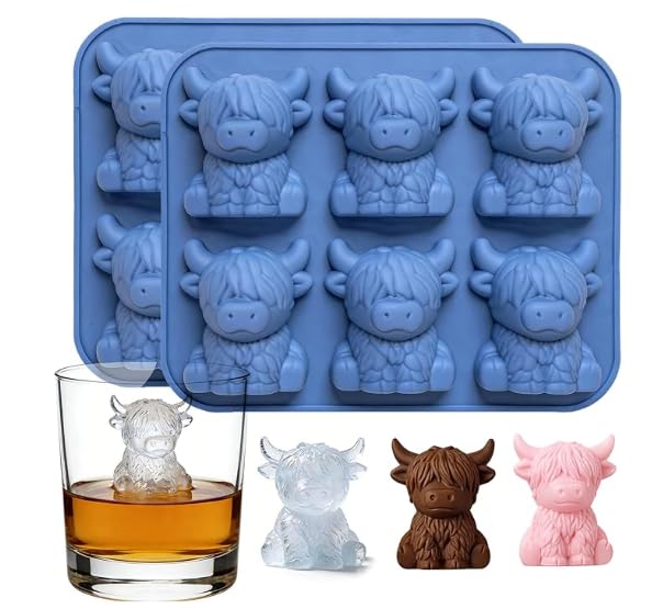 Elovara Highland Cow Silicone Ice Mold, Mini Tray for Whiskey and Desserts