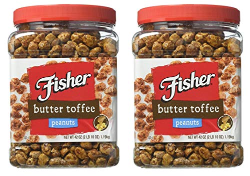 Fisher Butter Toffee Peanuts - 42 Oz. Cannister (Two Pack)