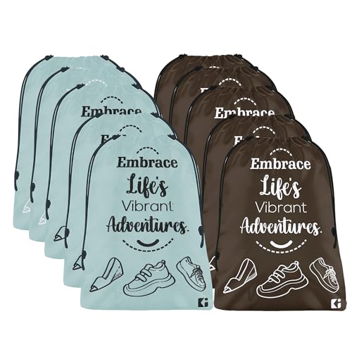 Image of Kuber Industries Pack of 10 Travel Packing Bags | Travel Pouches | Packing Cubes Travel Organizer | Laundry Bags for Travel-Hiking-Adventure | Laundry-Toiletry Bag | Small | Grey & Brown