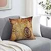 Fodera per Cuscino 50x50 in Quadrata,Set di antiquariato, bussola su un'antica mappa del mondo Confini storici Ant,Decorativo Fodere Cuscini Moderno per Divano Letto Sedia Camera da Letto Copricuscini #3