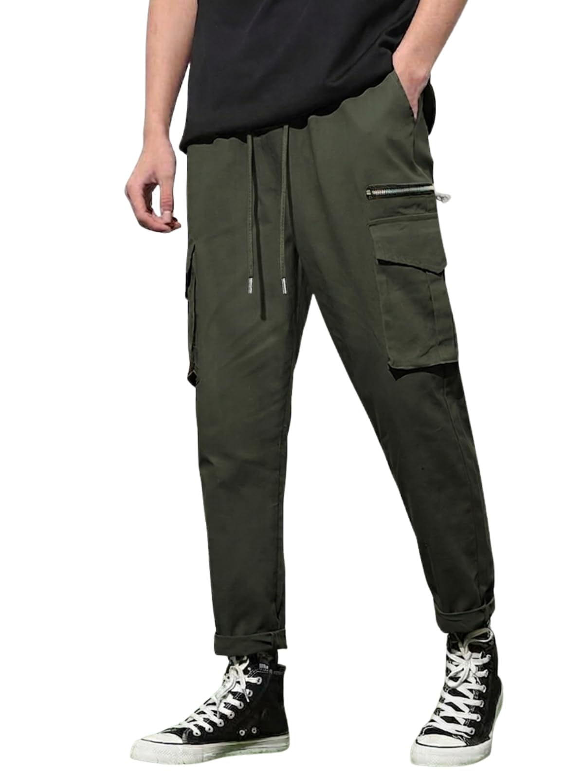 GRECIILOOKS Men’s Cargo Pants | 6 Pocket Cotton Cargo Joggers for Men | Loose Fit Stylish Pant with Pockets | Casual Baggy Trousers & Streetwear Lower