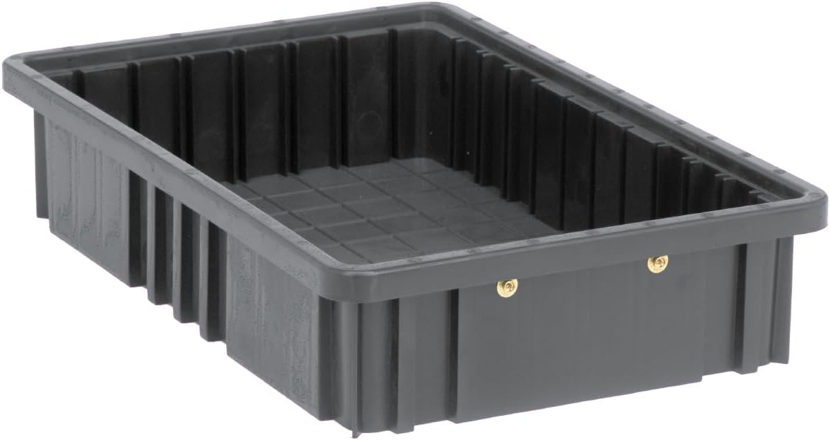 QUANTUM STORAGE SYSTEMS DG92035CO Conductive Dividable Grid Heavy Duty Part Organizer Black Bins 17" L x 11" W x 4" H 12 Pack
