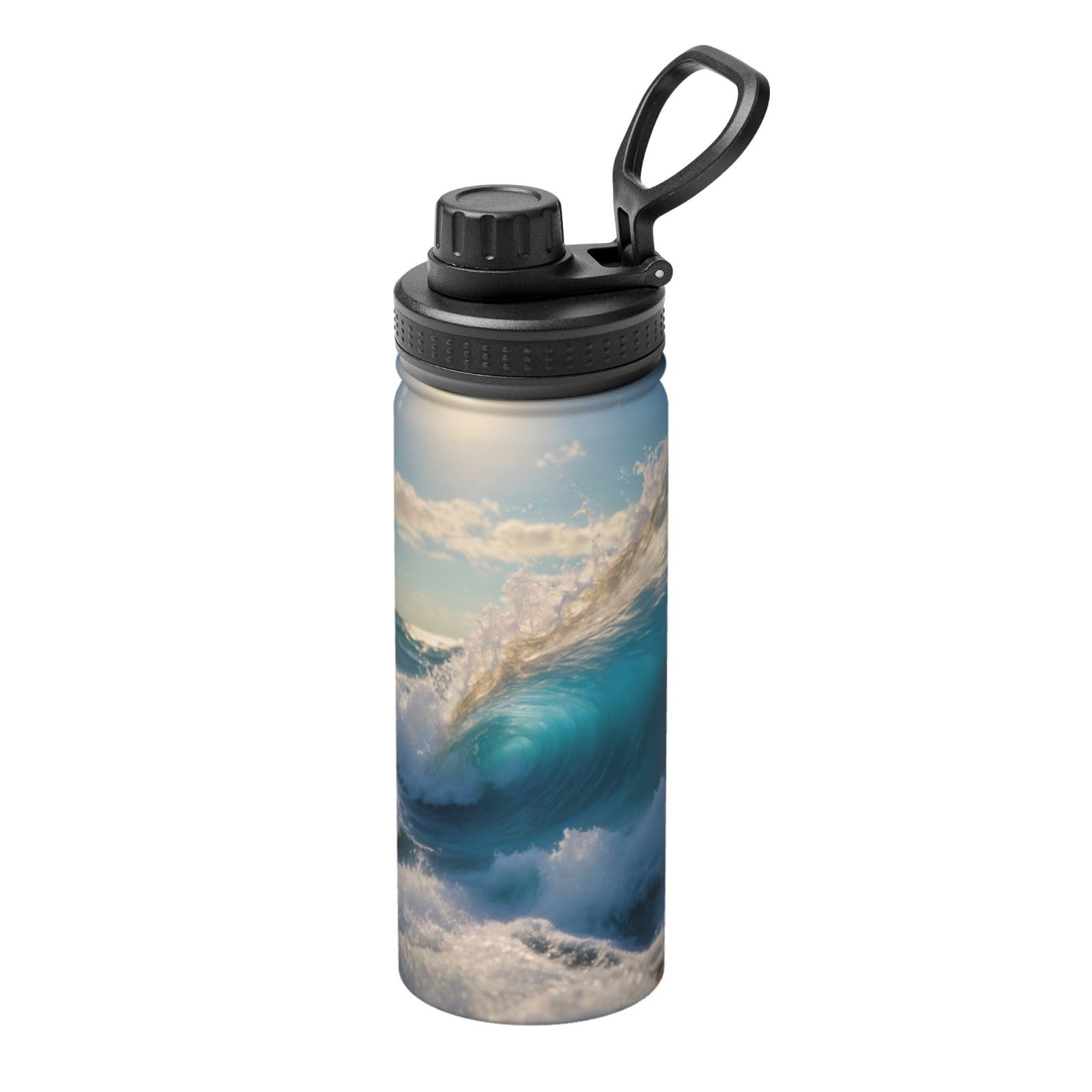 Kfjghhl Insulated Stainless Ocean Sea Wave Steel Water Bottle For Sport Gym Travel Leak Camping Hiking Hydration