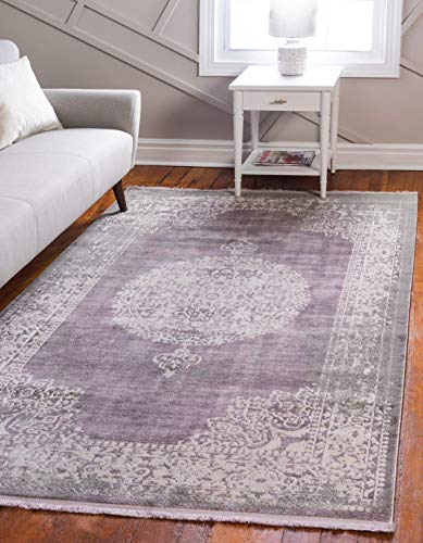 Tapete rectangular Unique Loom 125x185 cm púrpura/gris miniatura 1