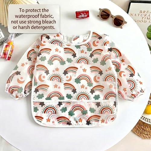 PandaEar 5 Pack Baby Lätzchen mit Ärmeln | Abwaschbar Ärmellätzchen Ganzkörper Lätzchen Baby | Wasserdicht Babylätzchen Latz mit Ärmel für Kleinkinder 6-24 Monate