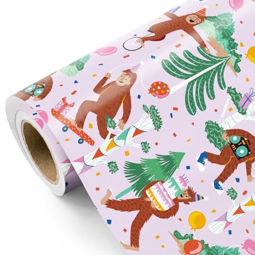 RUSPEPA Rouleau De Papier Cadeau « Big Foot » - 43,2 Cm X 5 M - Papier Cadeau Amusant Pour Les Fêtes D'Anniversaire De Garçons Et De Filles, Baby Showers...
