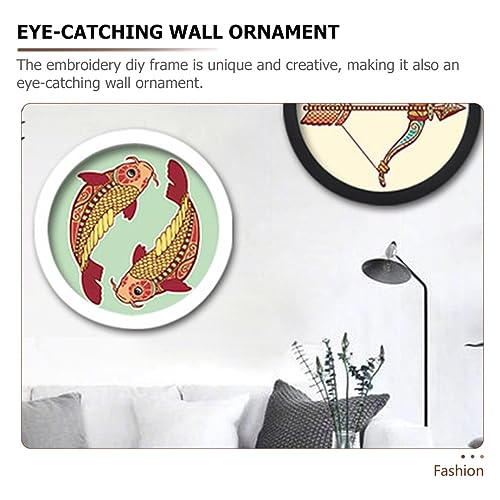 Image of STOBAZA Decorative Embroidery Hoop Frame for Wall Art Round Cross Stitch Stand for Needlework and Quilting Projects Easy Installation for Home Office Decor
