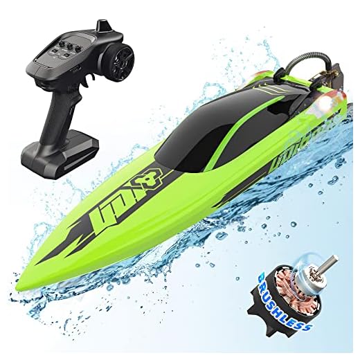 Cheerwing Large RC Racing Boats, Brushless Remote Control Boat 40 Km/h with LED Lights High Speed for Adults and Kids