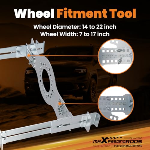 Image of maXpeedingrods Wheel Fitment Tool for 14 inch-22 inch, Wheel Fitment Simulator Tool for 7 inch to 17 inch Wheel Widths, 5-Lug Wheel Bolt Pattern, Wheel Offset Measuring Tool